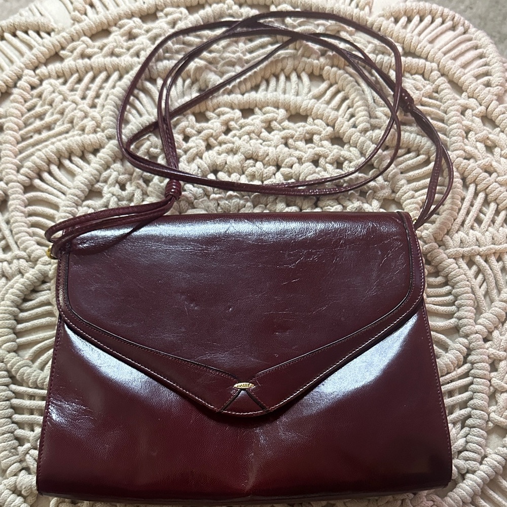 Bally Vintage Deep Burgundy Crossbody Bag